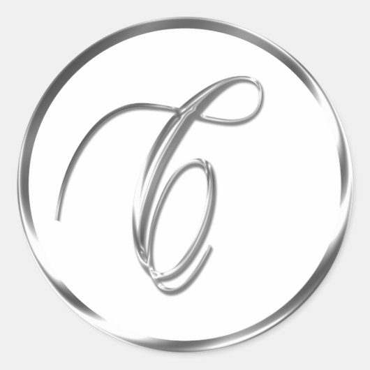 C Monogram Faux Silver Envelope of Favor Seal Ronde Sticker (Voorkant)