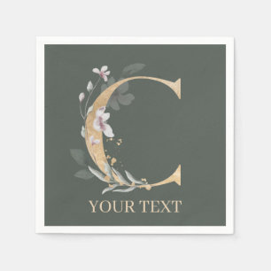 C Monogram Floral Gepersonaliseerde servetten