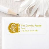 C Monogram "Gouden Kant" ontwerp Adreslabels Etiket (Insitu)