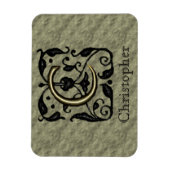 C -  monogram in reliëfdruk (goud) magneet (Verticaal)