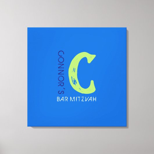 C Monogram Initiaal Bar Bat Mitzvah Sign-In Board Canvas Afdruk (Voorkant)