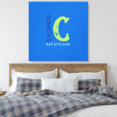 C Monogram Initiaal Bar Bat Mitzvah Sign-In Board Canvas Afdruk (Insitu (Slaapkamer))