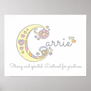C monogram kunst Carrie meisjes naam poster