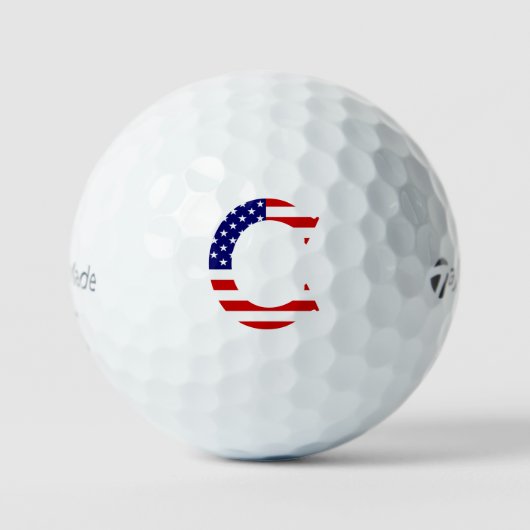 C Monogram overlay op USA Flag tmtp5 gbcnt Golfballen (Voorkant)