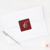 C Monogram, Wit op Maroon, Vierkante Sticker (Envelop)