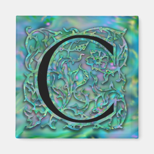 C Monogramme "Besque Jardin Vert" Magnet Carré (Devant)