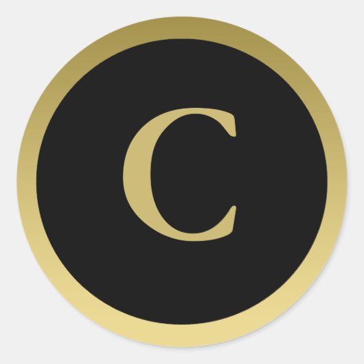 C :: Monogramme C Élégant Sticker Or et Noir (Devant)