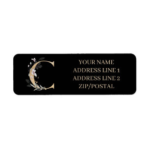 C Monogramme Floral Étiquette personnalisé