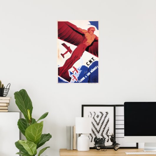 C.N.T Loor A Los Heroes! AFFICHE DE CONFLIT ESPAGN (Bureau à domicile)