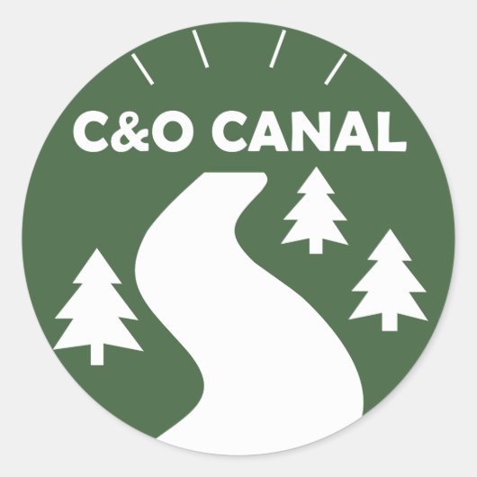 C&O Canal Towpath Ronde Sticker (Voorkant)