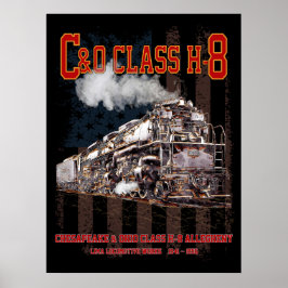 C&O Class H-8 Allegheny Locomotive - American flag Poster