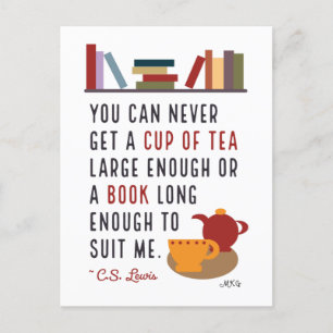 C.S. Lewis Tea en Boeken literaire boekworm Briefkaart