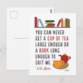 C.S. Lewis Tea en Boeken literaire boekworm Briefkaart (Voorkant / Achterkant)