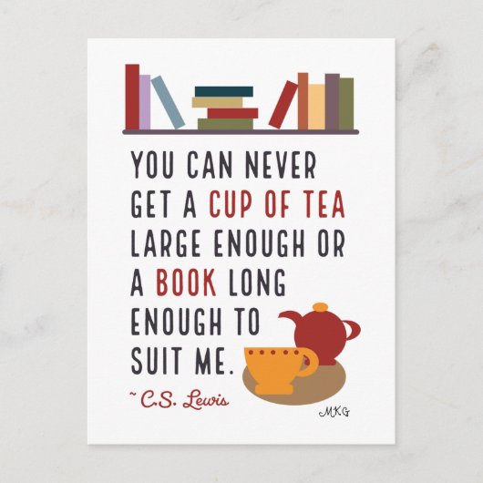 C.S. Lewis Tea en Boeken literaire boekworm Briefkaart (Voorkant)