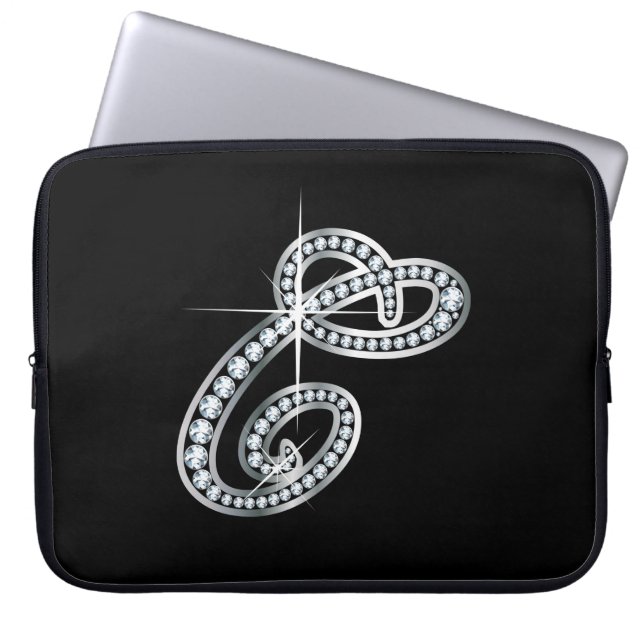 C Script Faux-"Diamond" Laptop Sleeve (Voorkant)