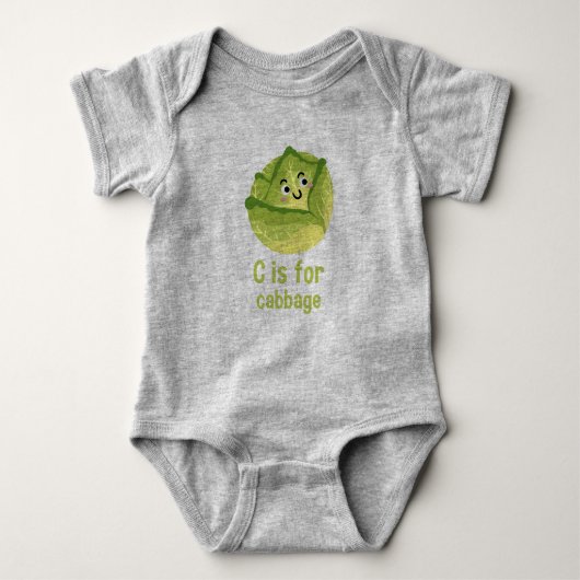C staat voor CABBAGE Green Veggie Alphabet C Romper (Voorkant)
