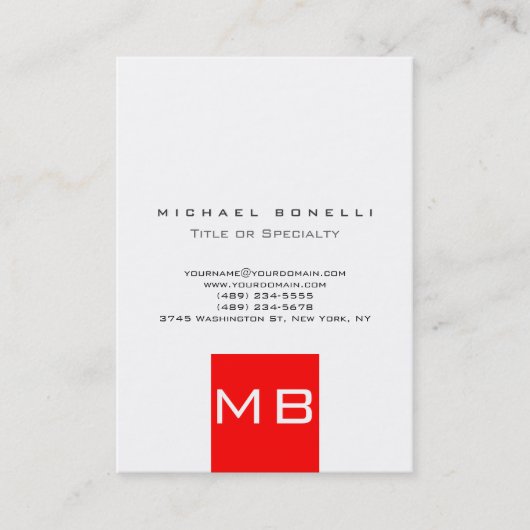 c Trendy Monogram White Visitekaartje (Voorkant)