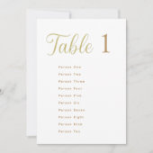 Cِustom Elegant Gold Table Number 1 Seating Chart Kaart (Voorkant)