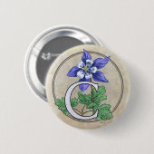 C voor Columbinebloem Ronde Button (Voorkant /achterkant)