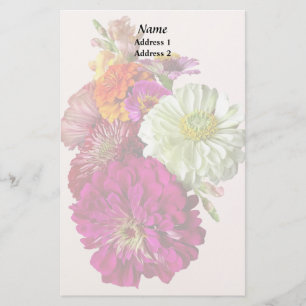 c_ZinniaMixedColorsZinnia Bouquet gemengd huwelijk Briefpapier