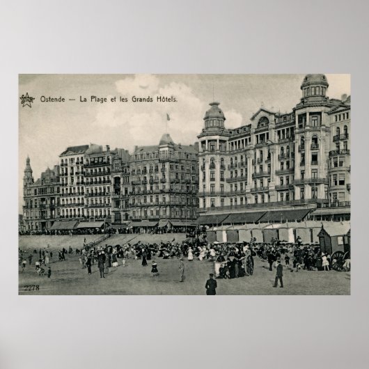 ca. 1900 Ostend Beach and Grands Hotels Poster (Voorkant)