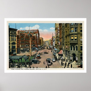 ca. 1900 Seattle First Avenue en Pioneer Square Poster