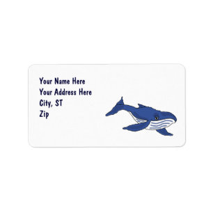 CA- Adresetiketten voor blauwe walvis Etiket