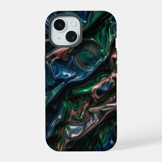 Ca Dark Emerald Metallic Liquid Fluid Marble Télép (Verso)