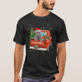 Ca Grijs Kattenrit Rode Vrachtwagen Kerstmis Kat P T-shirt (Voorkant)