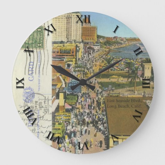 CA - Long Beach, California Post Card Clock - 1938 Grote Klok (Voorkant)