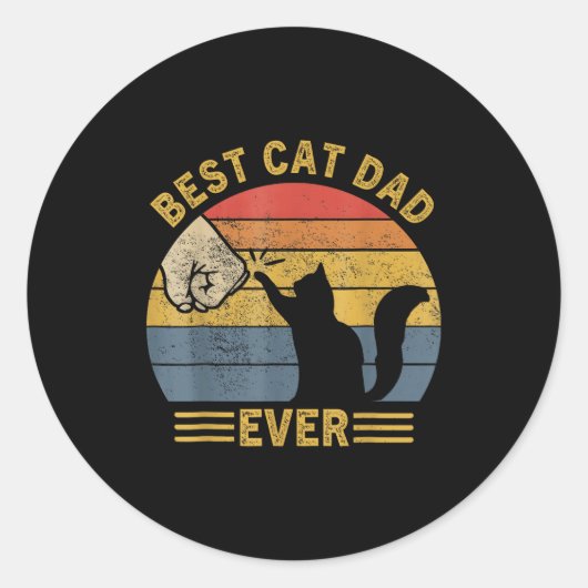 Ca Men Cat Dad Ever Funny Cat Lover Gift  Ronde Sticker (Voorkant)