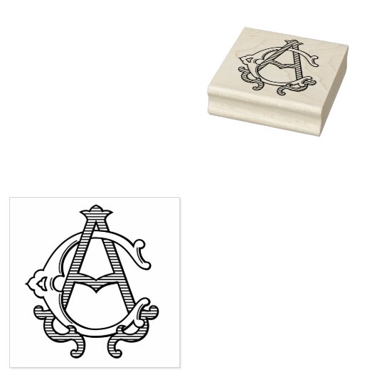CA Monogram AC Monogram Rubber Ink Stamp Rubberstempel (Gestempeld)