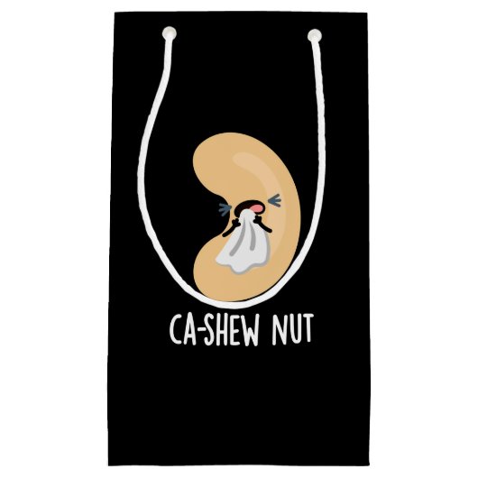 Ca-shew Funny Sneezing Cashew Nut Pun Dark BG Klein Cadeauzakje (Voorkant)