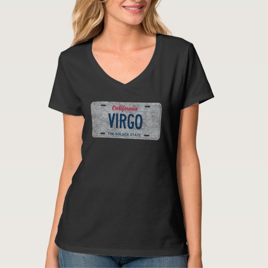 CA State Vanity License Plate VIRGO T-shirt (Voorkant)