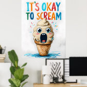 Ça va crier - Poster de crème glacée amusante (Bureau à domicile)