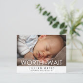 Ça valait la peine d'attendre | Carte postale d'an (Debout devant)