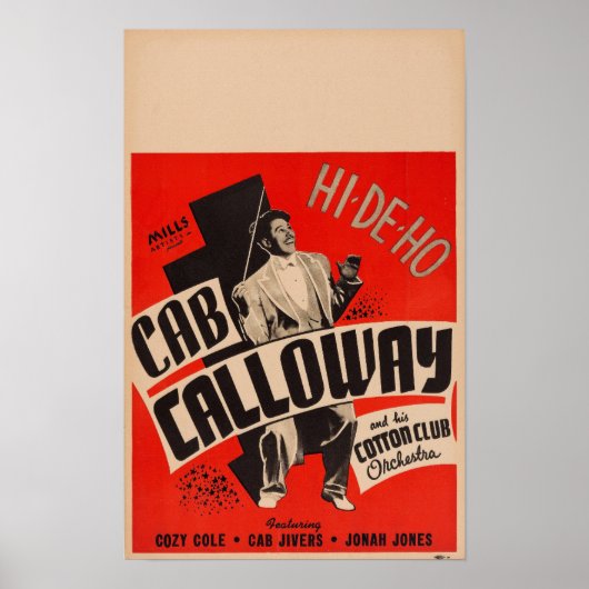 Cab Calloway et son affiche de l'Orchestre du Coto (Devant)