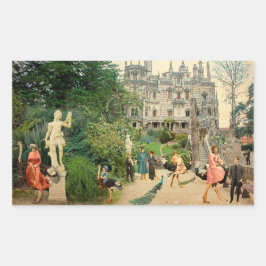 Cabalgando avestruces en A Regaleira (Portugal) Rechthoekige Sticker