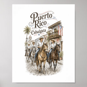 Cabalgata Puerto Rico Paardrijden 8x10 Poster
