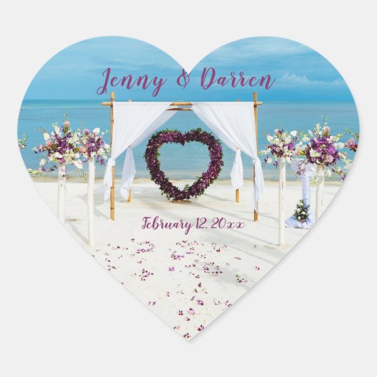 Cabana Beach Destination Wedding Hart Sticker (Voorkant)