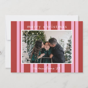Cabana Roze rode Streep Preppy foto Kerstkaart Kaart
