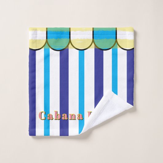 Cabana Scalloped Blue White Yellow Stripes (Gant de toilette)