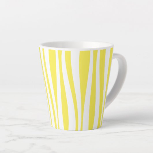 Cabana Streep Geel en Wit Latte Mok (Rechterhoek)