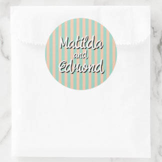 Cabana Streep Roze en Groen Preppy Streep Trouw Ronde Sticker