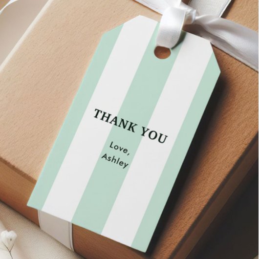 Cabana Streep Zeegroen Bruidsdouche Cadeaulabel