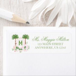Cabana Strepen Palm Beach Monogram Wapenschild Etiket
