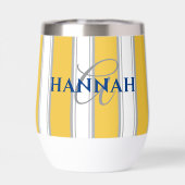 Cabana Stripe Monogram in Geel (Achterkant)