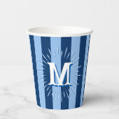Cabana Stripes in Blue Personalized Papieren Bekers (Achterkant)