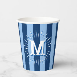Cabana Stripes in Blue Personalized Papieren Bekers