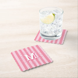 Cabana Stripes in Pink Personalized Kartonnen Onderzetters